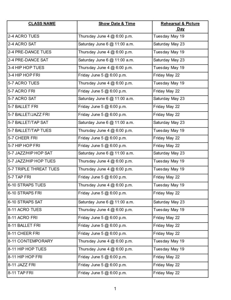 thumbnail of RECITAL SHOWS AND REHEARSAL TIMES 2026